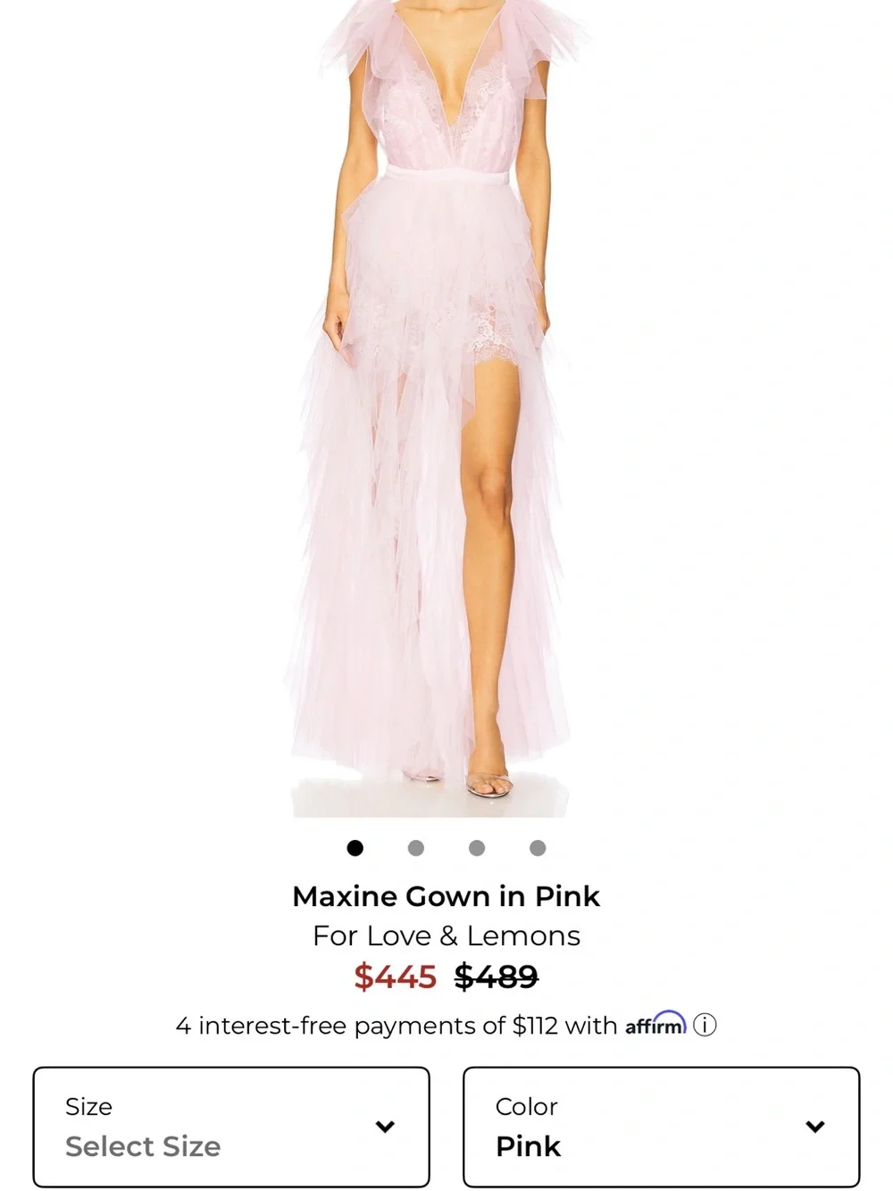 For Love And Lemons Pink Backless Tulle Gown - Picture 3 of 4